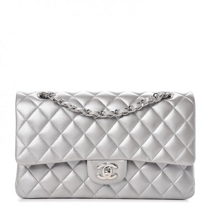 Chanel Metallic Lambskin Quilted Medium Double Flap Silver 1 of 10