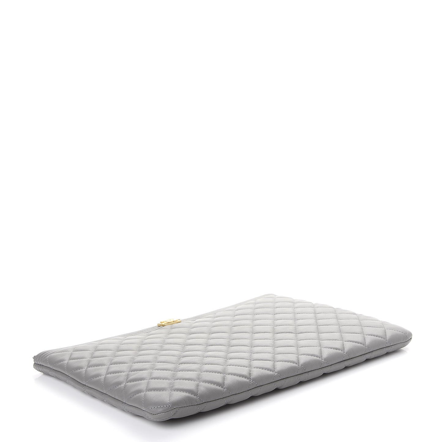 Calfskin Quilted Large Boy Cosmetic Case Grey