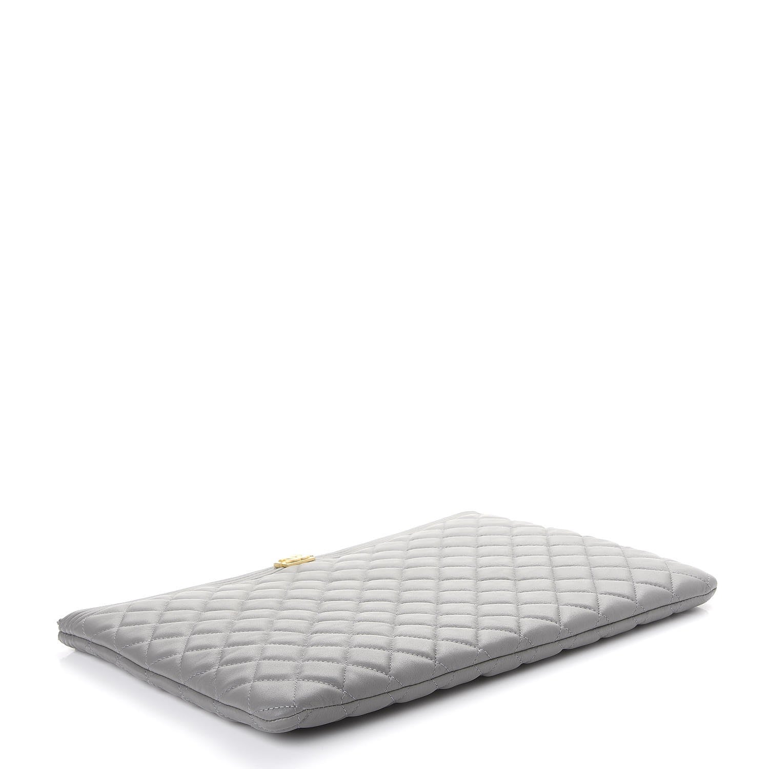 Chanel Calfskin Quilted Large Boy Cosmetic Case Grey 4 of 8