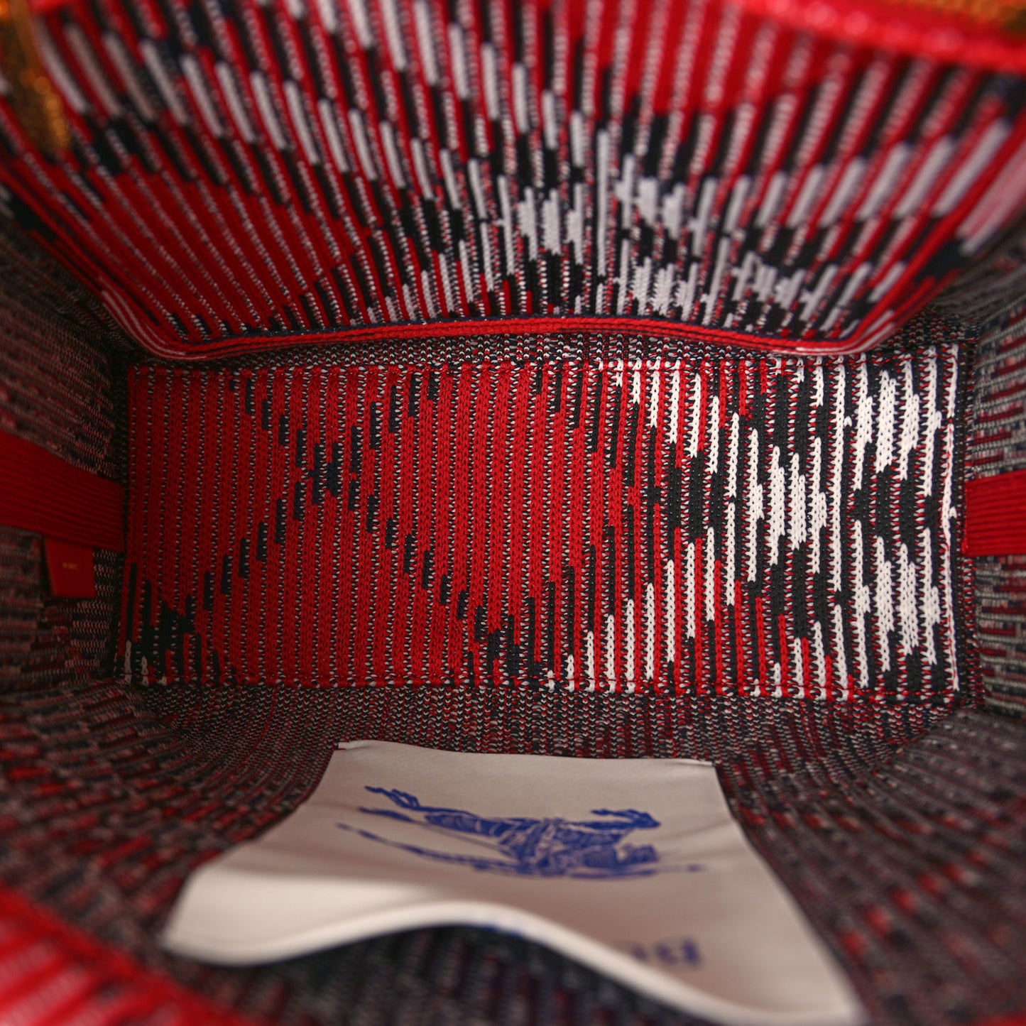 Knitted Check Mini Tote Scarlet