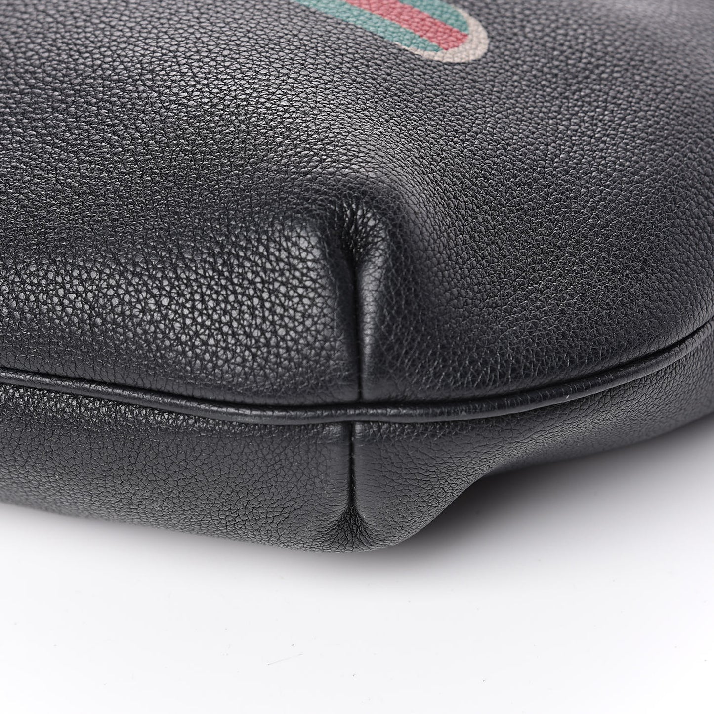 Grained Calfskin Logo Half Moon Hobo Black