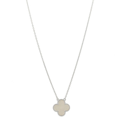 Van Cleef & Arpels 18K White Gold Mother of Pearl Vintage Alhambra Pendant Necklace 1 of 5