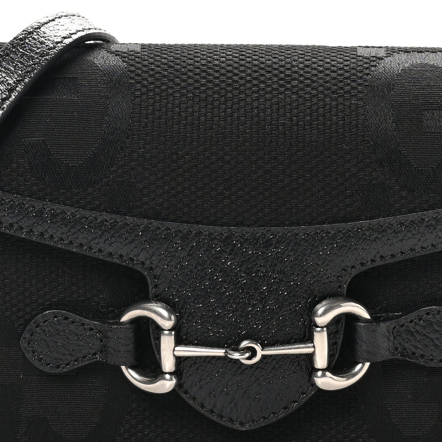 Monogram Jumbo GG Textured Dollar Calfskin Mini Horsebit 1955 Shoulder Bag Black
