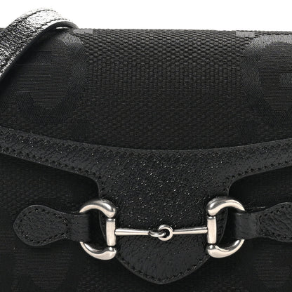 Gucci Monogram Jumbo GG Textured Dollar Calfskin Mini Horsebit 1955 Shoulder Bag Black 8 of 11