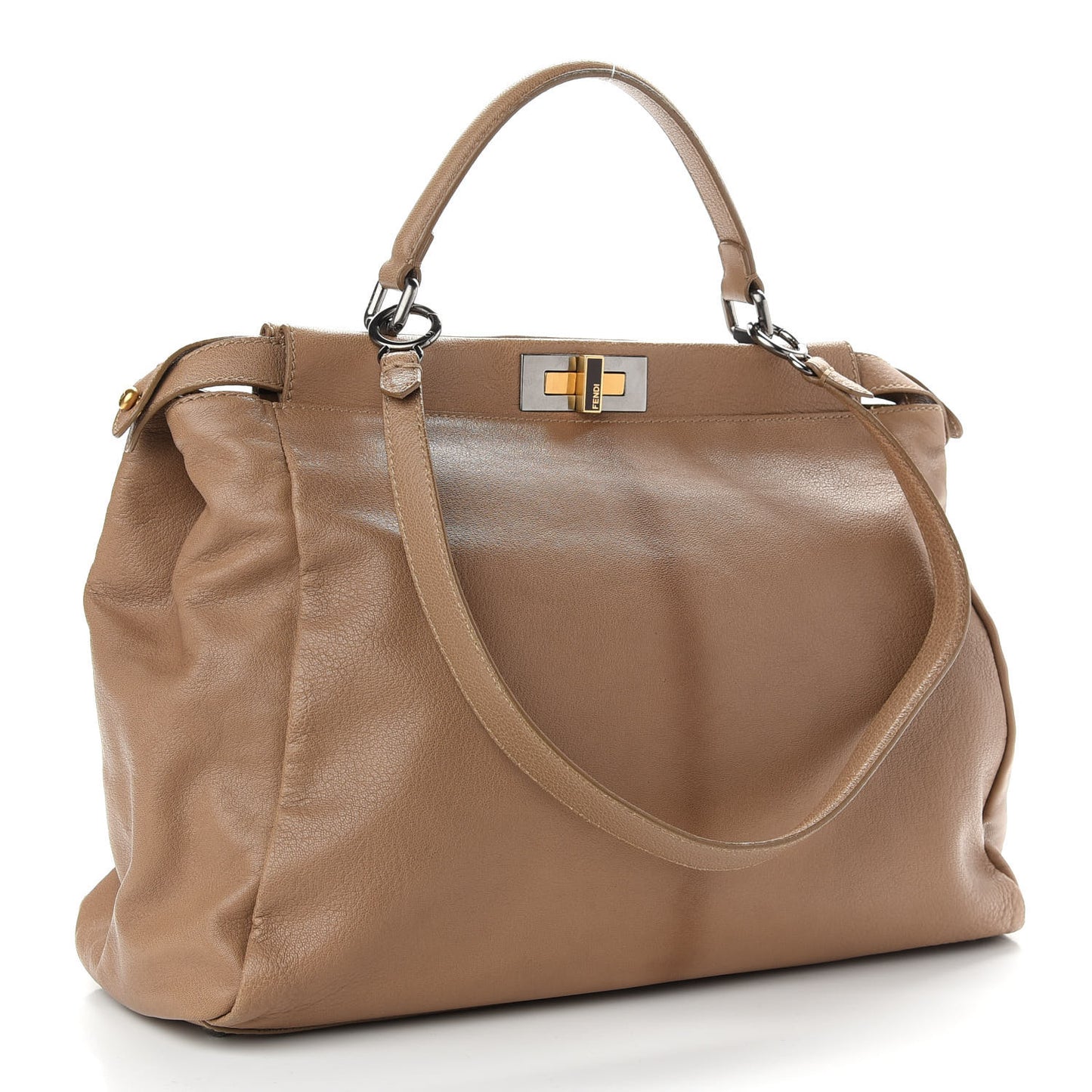 Goatskin Watersnake Large Peekaboo Iconic Satchel Taupe Phard