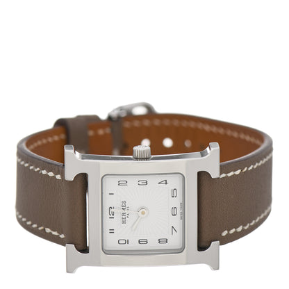Hermes Stainless Steel Swift 21mm Heure H Hour Quartz Watch Etoupe 2 of 6