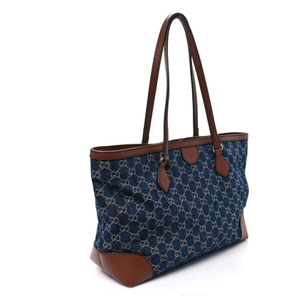 Gucci New Denim GG Monogram Medium Ophidia Shopping Tote Blue Tea Cuir 3 of 13