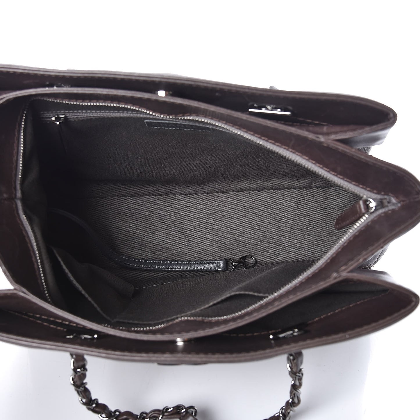 Calfskin Zipped Shopping Tote Grey
