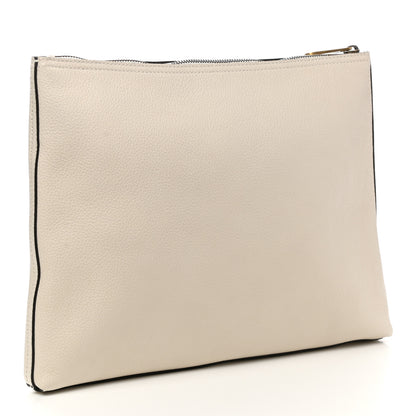 Gucci Pebbled Calfskin Medium Logo Portfolio Clutch White 3 of 7