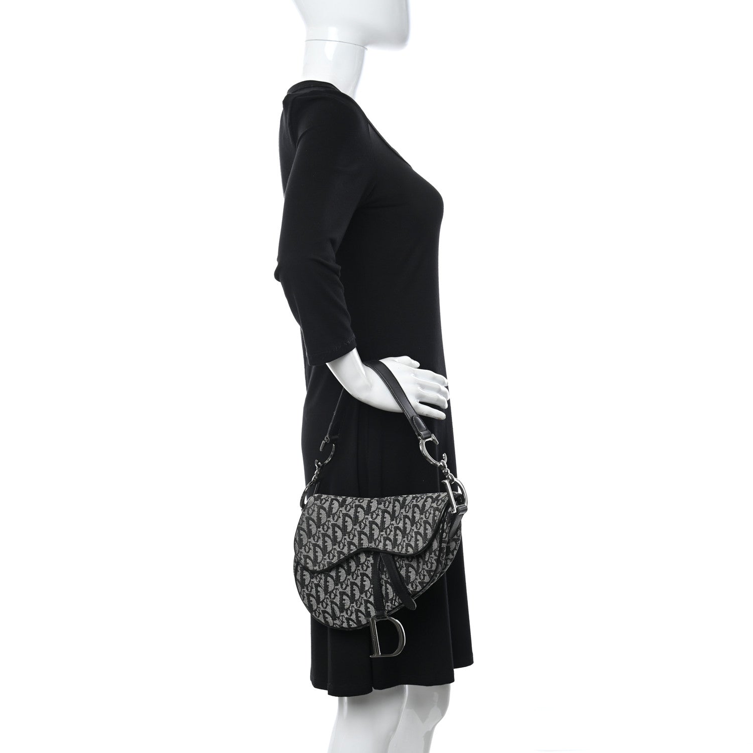 Christian Dior Monogram Saddle Bag Black 2 of 8