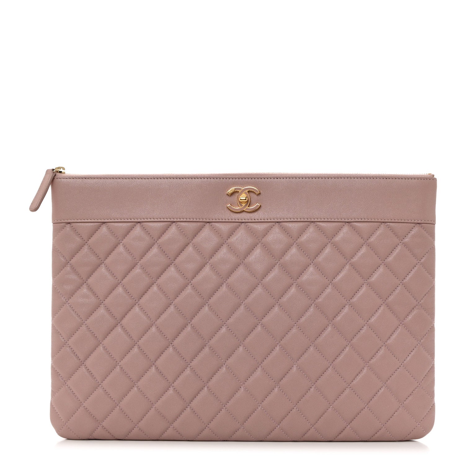 Chanel Sheepskin Quilted Large Vintage Mademoiselle Cosmetic Case Light Pink 1 of 8
