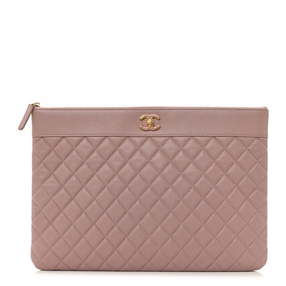 Chanel Sheepskin Quilted Large Vintage Mademoiselle Cosmetic Case Light Pink 1 of 8