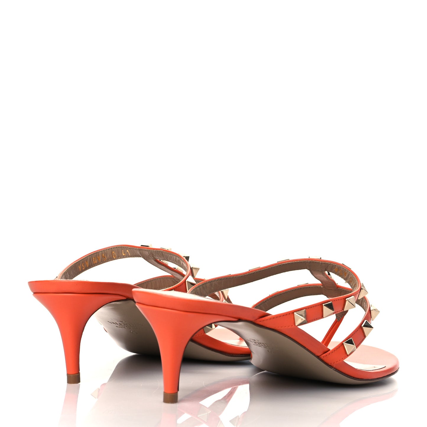 Calfskin Rockstud 50mm Flip Flop Thong Sandals 41 Orange Zest