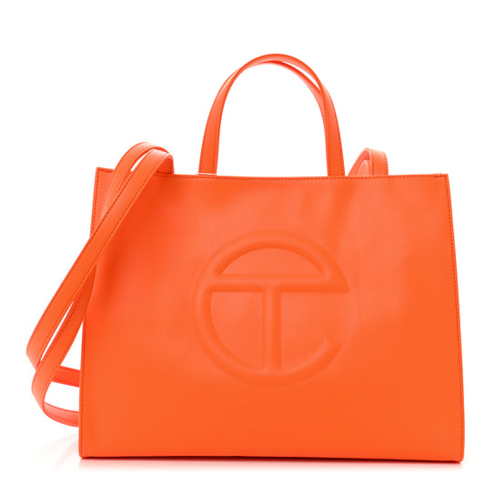 Vegan Leather Medium Shopping Bag Orange