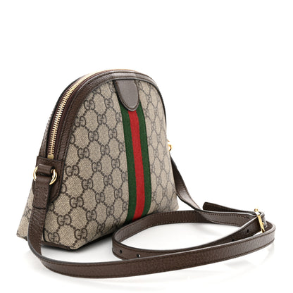 Gucci GG Supreme Monogram Textured Dollar Calfskin Web Small Ophidia Dome Shoulder Bag Beige Ebony New Acero 3 of 10
