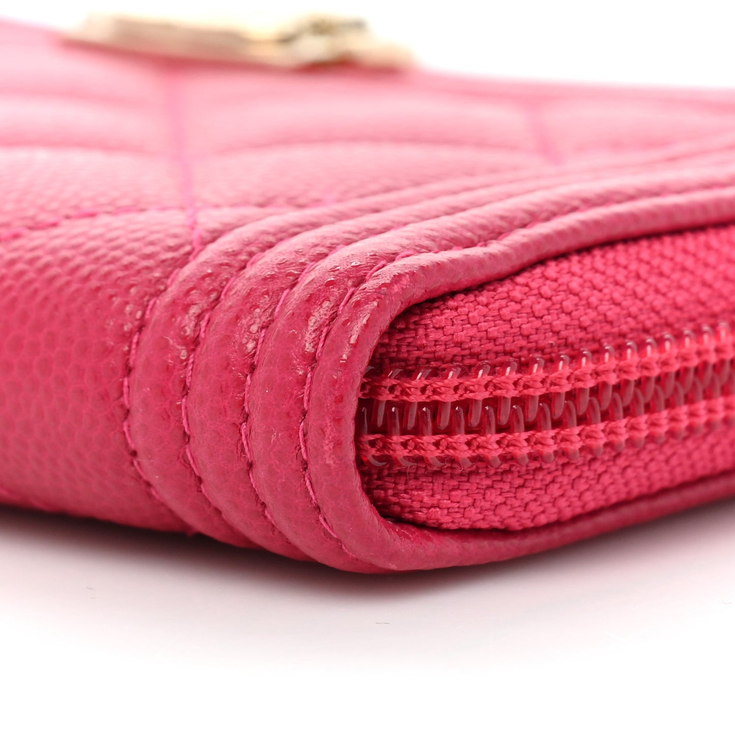 Caviar Quilted Small Boy Zip Around Wallet Fuchsia