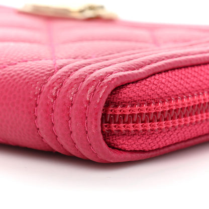 Chanel Caviar Quilted Small Boy Zip Around Wallet Fuchsia 11 of 14