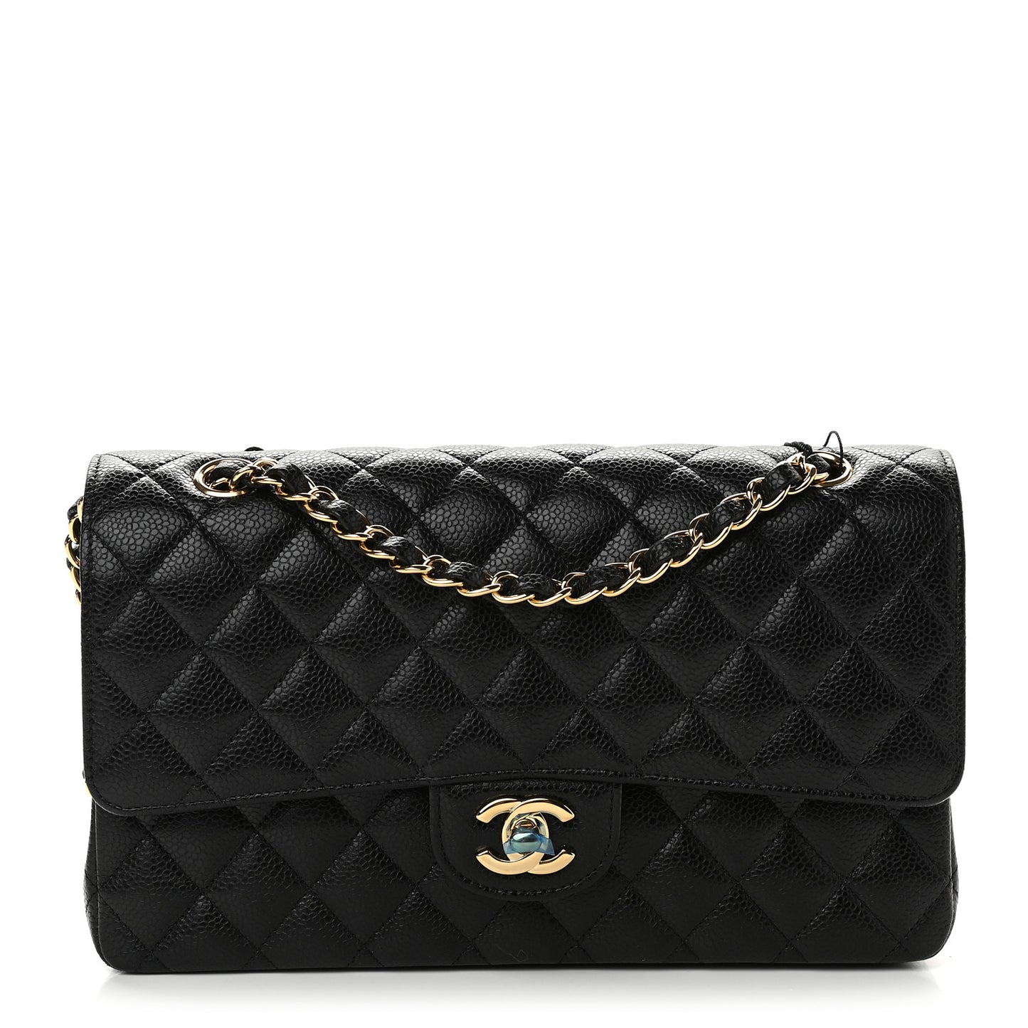 Caviar Quilted Medium Double Flap Black