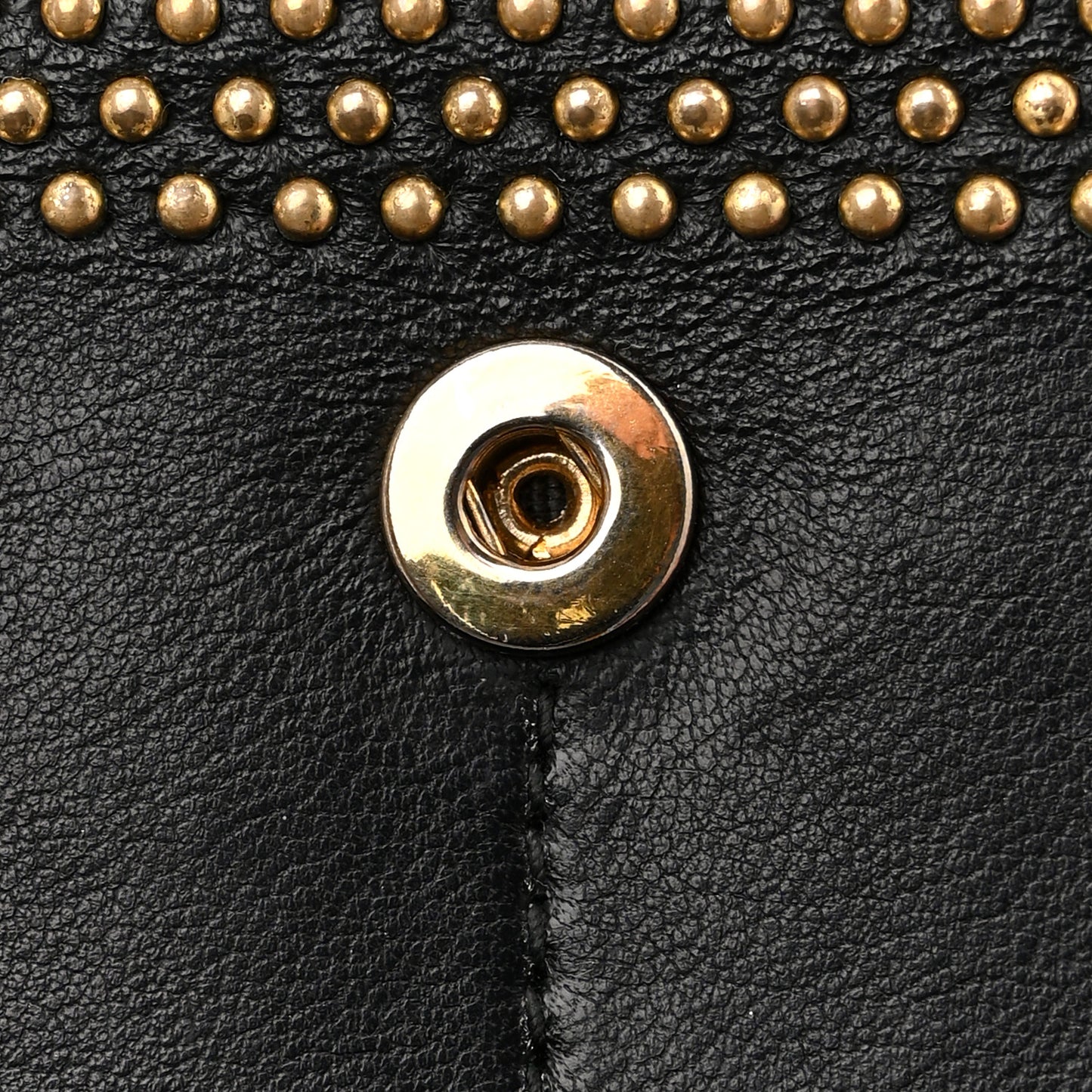Calfskin Studded Wallet on Chain Black