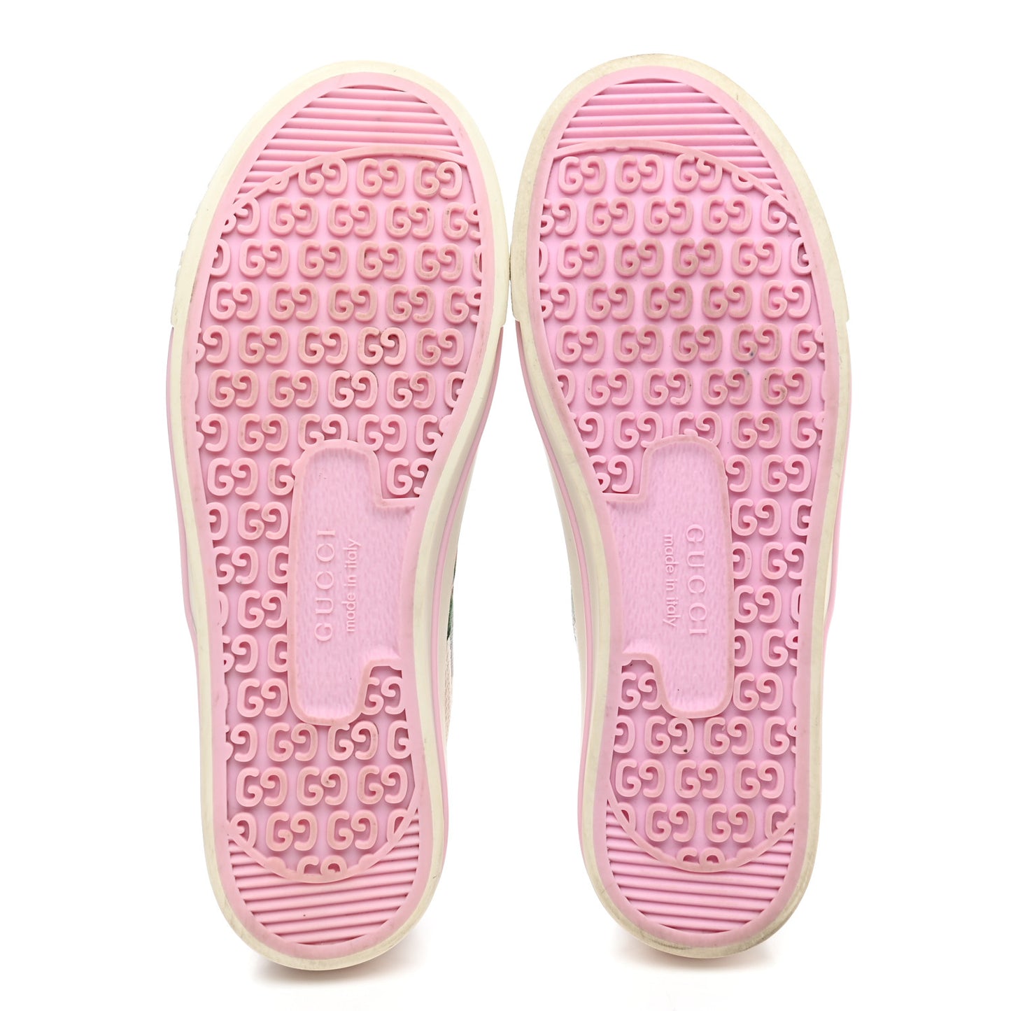 GG Supreme Monogram Les Pommes Web Womens 1977 Tennis Sneakers 38 Beige Ebony Mystic White