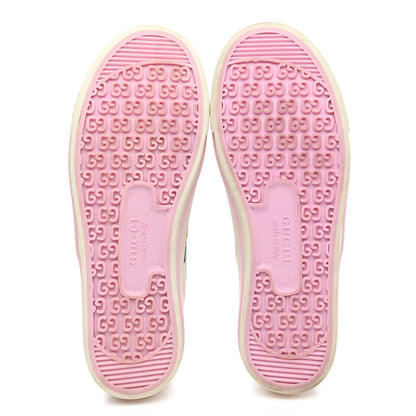 Gucci GG Supreme Monogram Les Pommes Web Womens 1977 Tennis Sneakers 38 Beige Ebony Mystic White 5 of 11