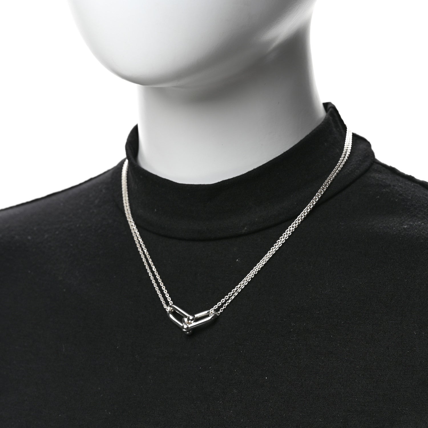 Tiffany Sterling Silver Double HardWear Link Pendant Necklace 2 of 6