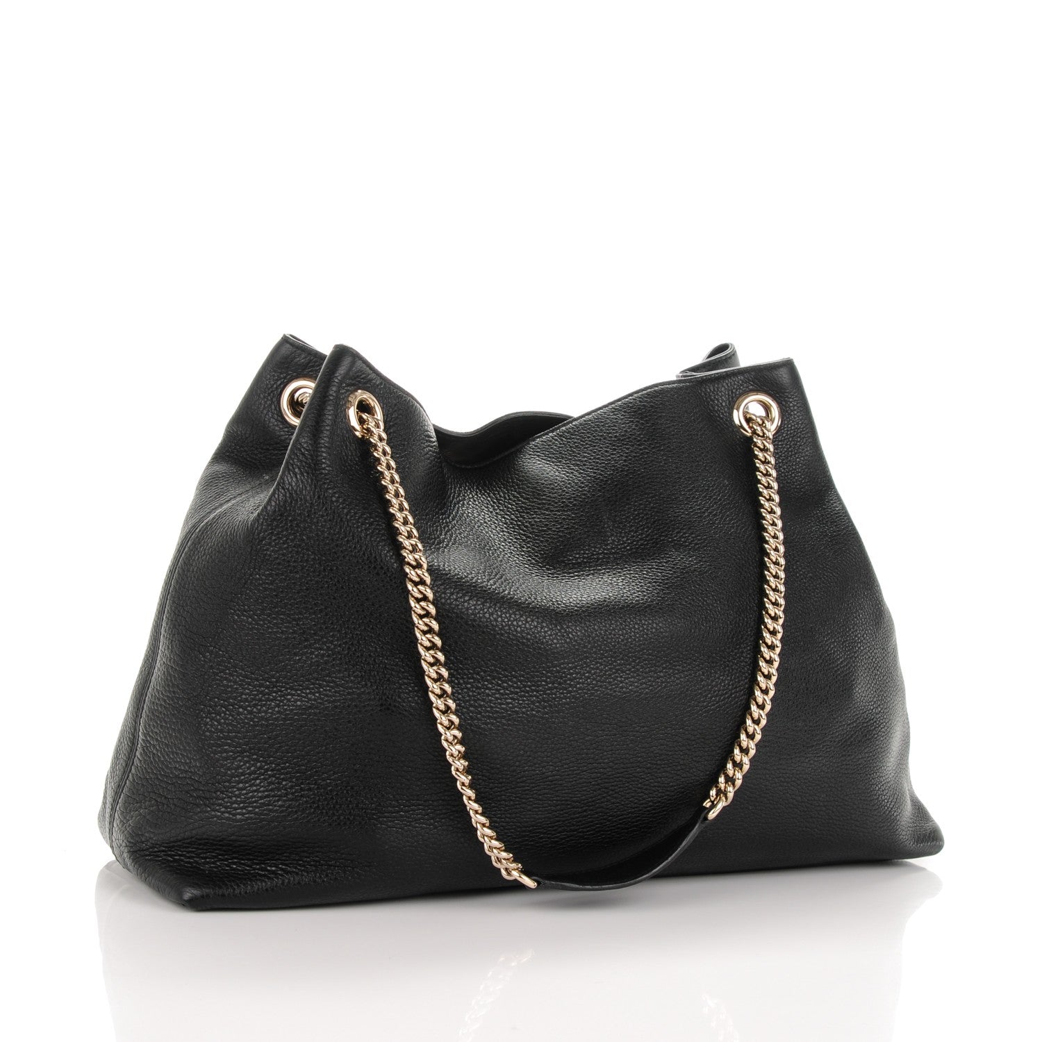 Gucci Pebbled Calfskin Large Soho Chain Shoulder Bag Black 3 of 7