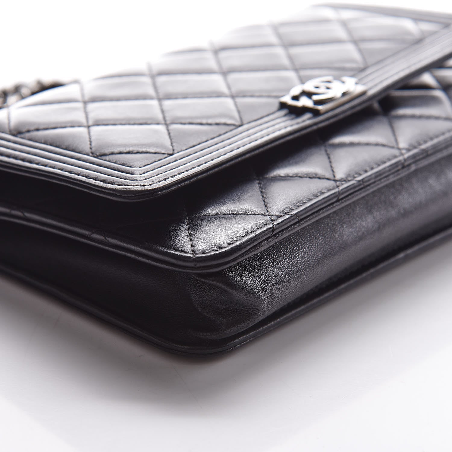Chanel Lambskin Quilted Boy Wallet On Chain WOC Black 9 of 11