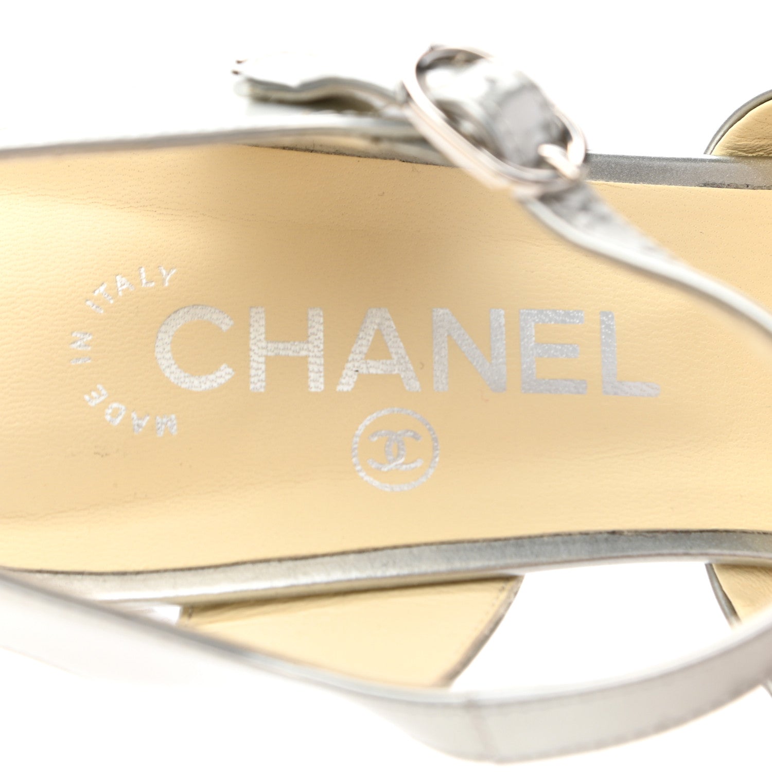 Chanel Metallic Patent Calfskin Sandals 39.5 Silver 6 of 13