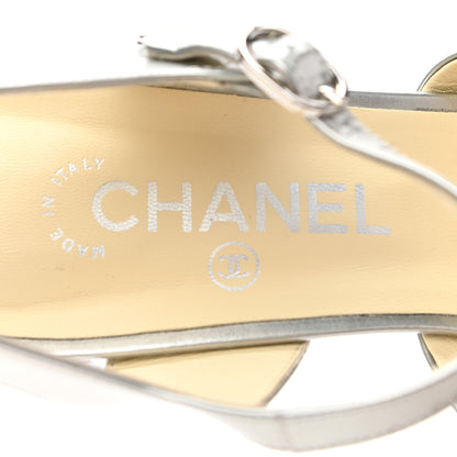 Chanel Metallic Patent Calfskin Sandals 39.5 Silver 6 of 13
