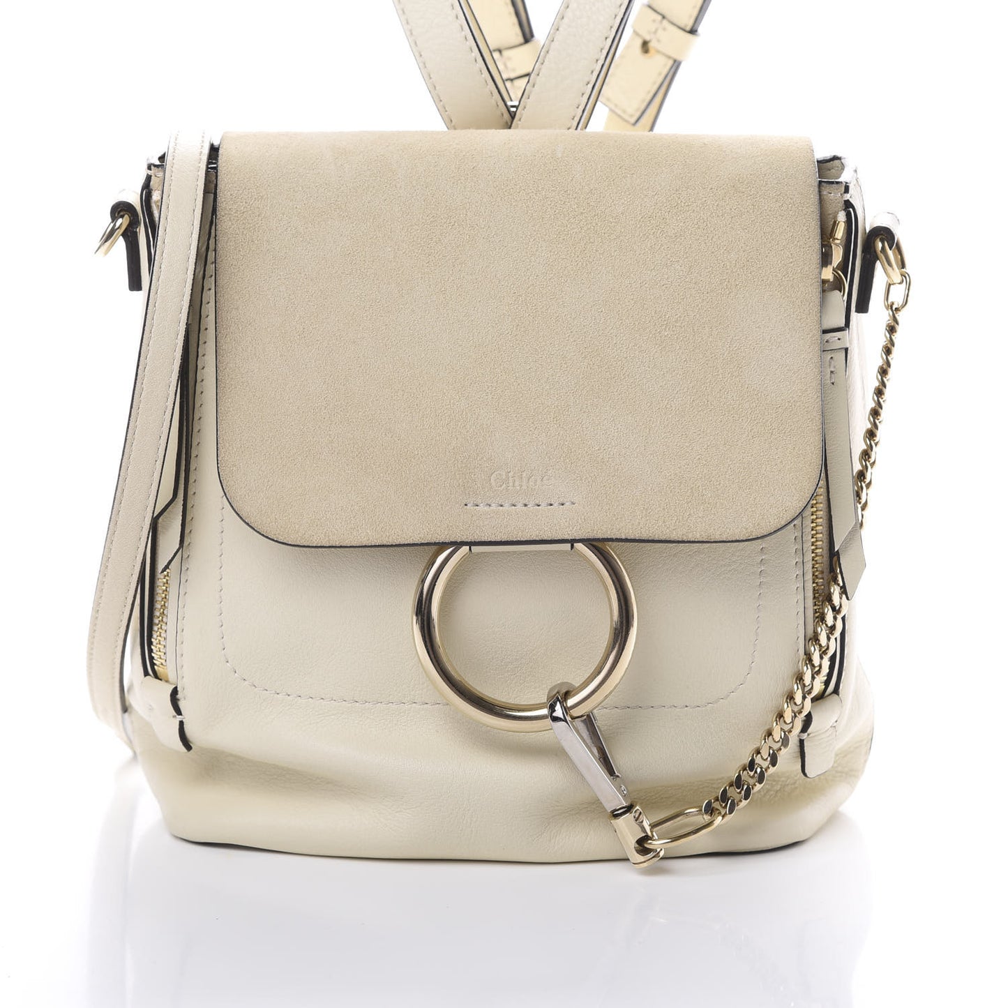 Suede Calfskin Small Faye Backpack Off White