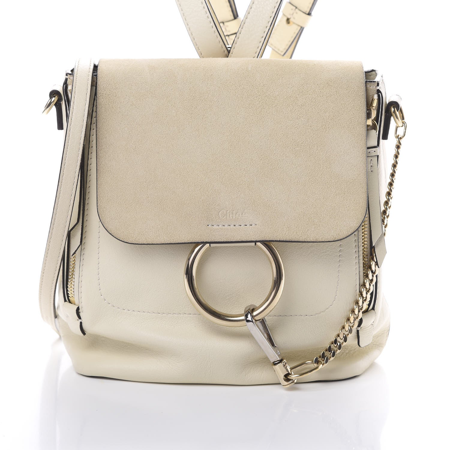 Chloe Suede Calfskin Small Faye Backpack Off White 9 of 15