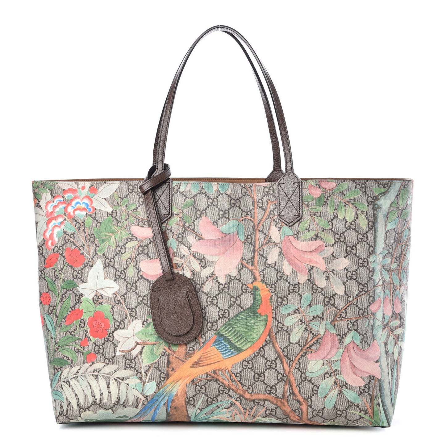 GG Supreme Monogram Tian Large Shopping Tote Beige Multicolor New Acero