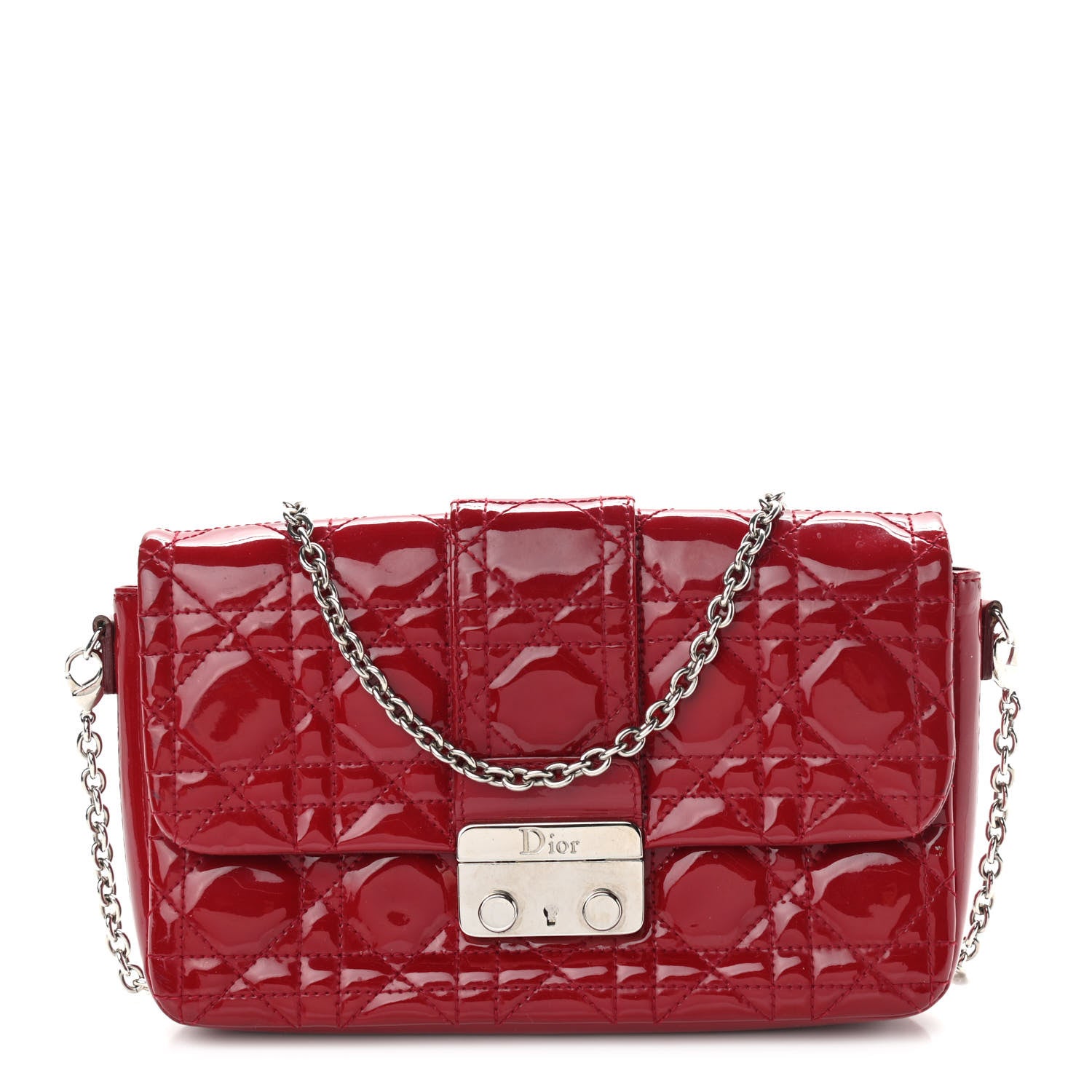Christian Dior Patent Cannage New Lock Pouch Red 1 of 15