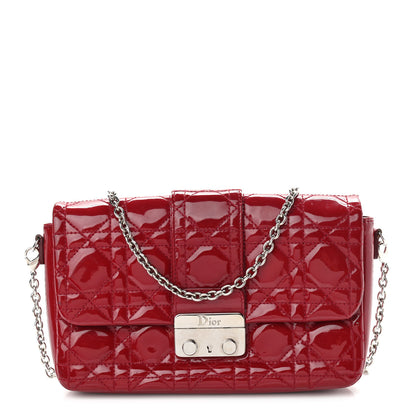Christian Dior Patent Cannage New Lock Pouch Red 1 of 15