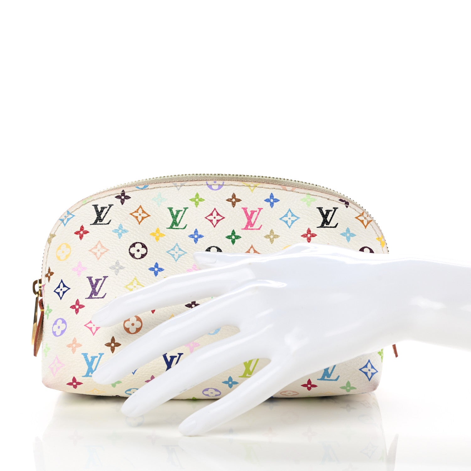 Louis Vuitton Monogram Multicolor Cosmetic Pouch White Litchi 2 of 8