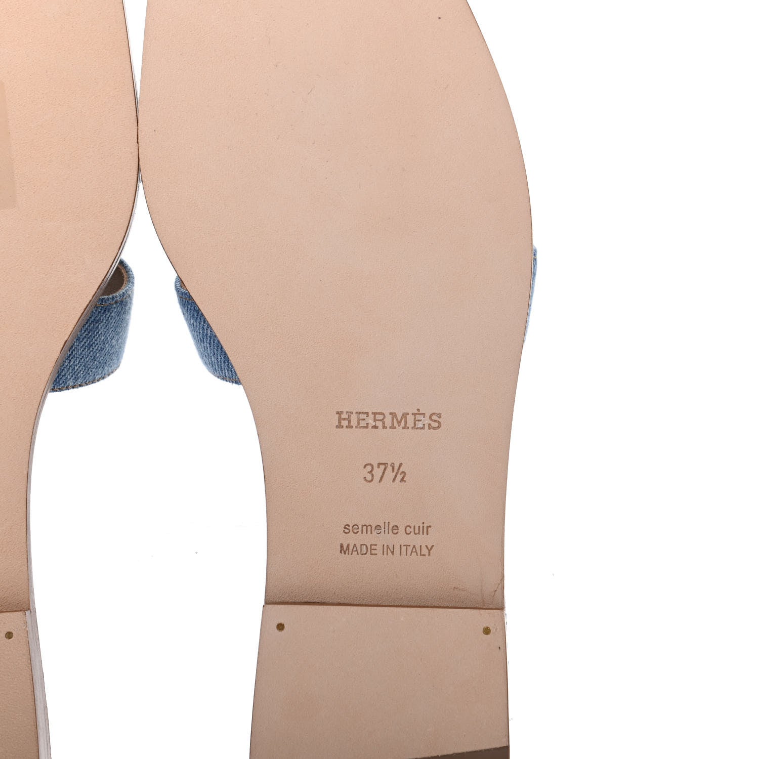 Hermes Denim Canvas Oran Sandals 37.5 Bleu Clair 6 of 8