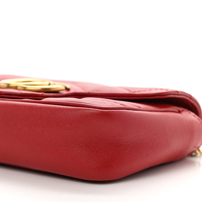 Gucci Calfskin Matelasse Super Mini GG Marmont Shoulder Bag Hibiscus Red 10 of 11