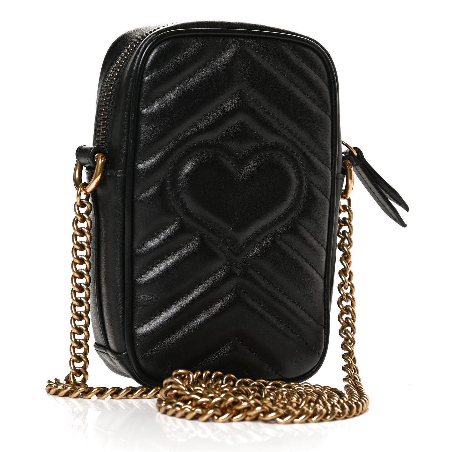 Calfskin Matelasse Mini GG Marmont Crossbody Bag Black