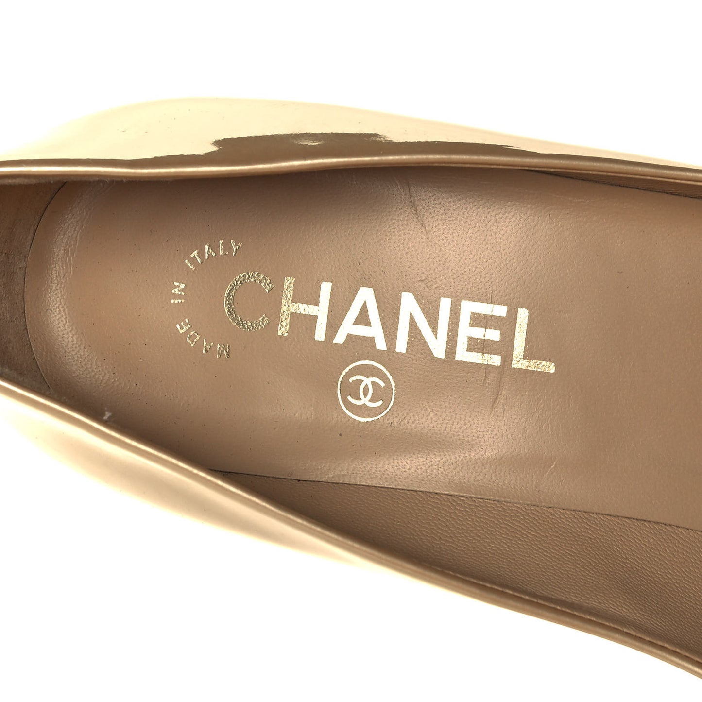 Metallic Patent Cap Toe CC Pumps 38.5 Gold