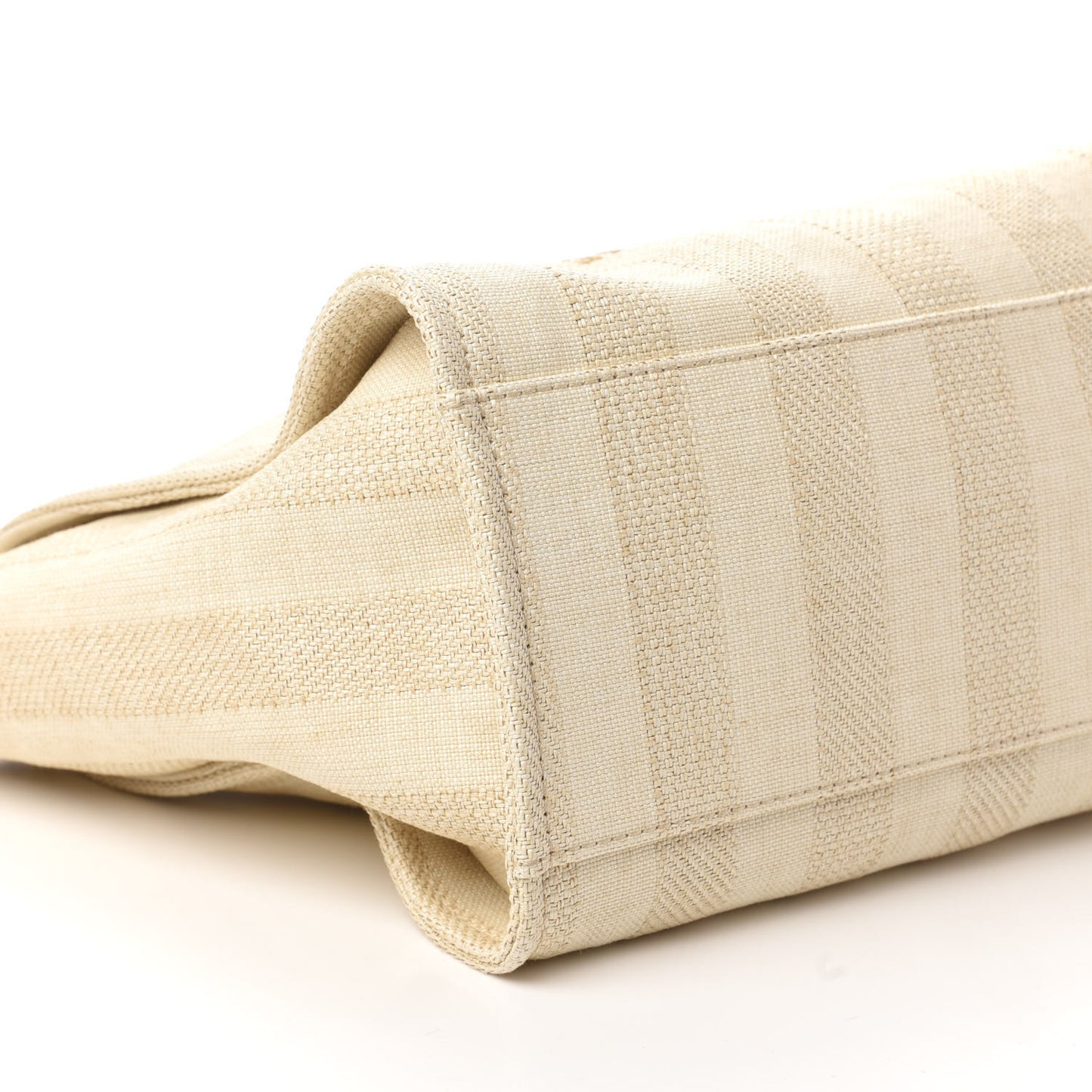 Mixed Fibers Striped Medium Deauville Tote Beige