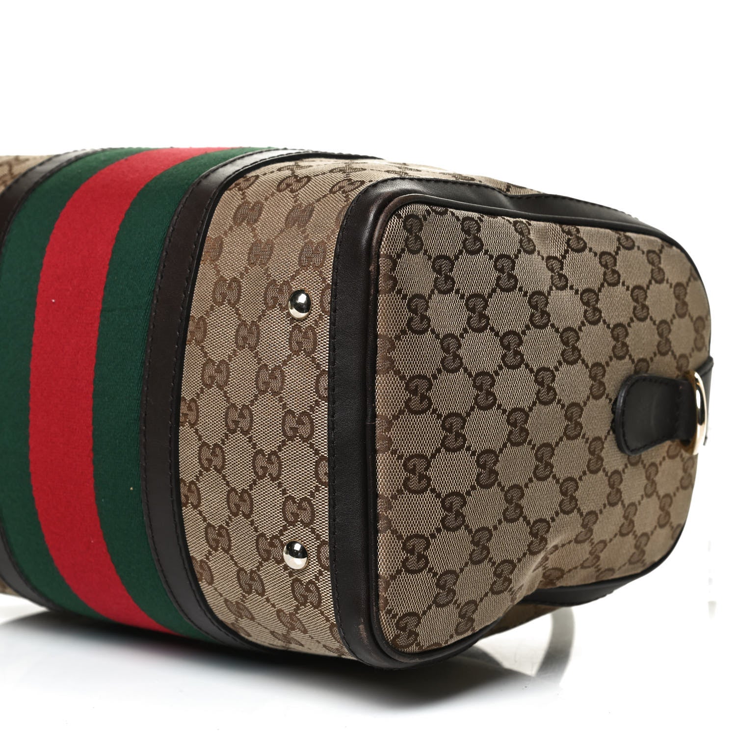 Gucci Monogram Vintage Web Medium Boston Dark Brown 12 of 16