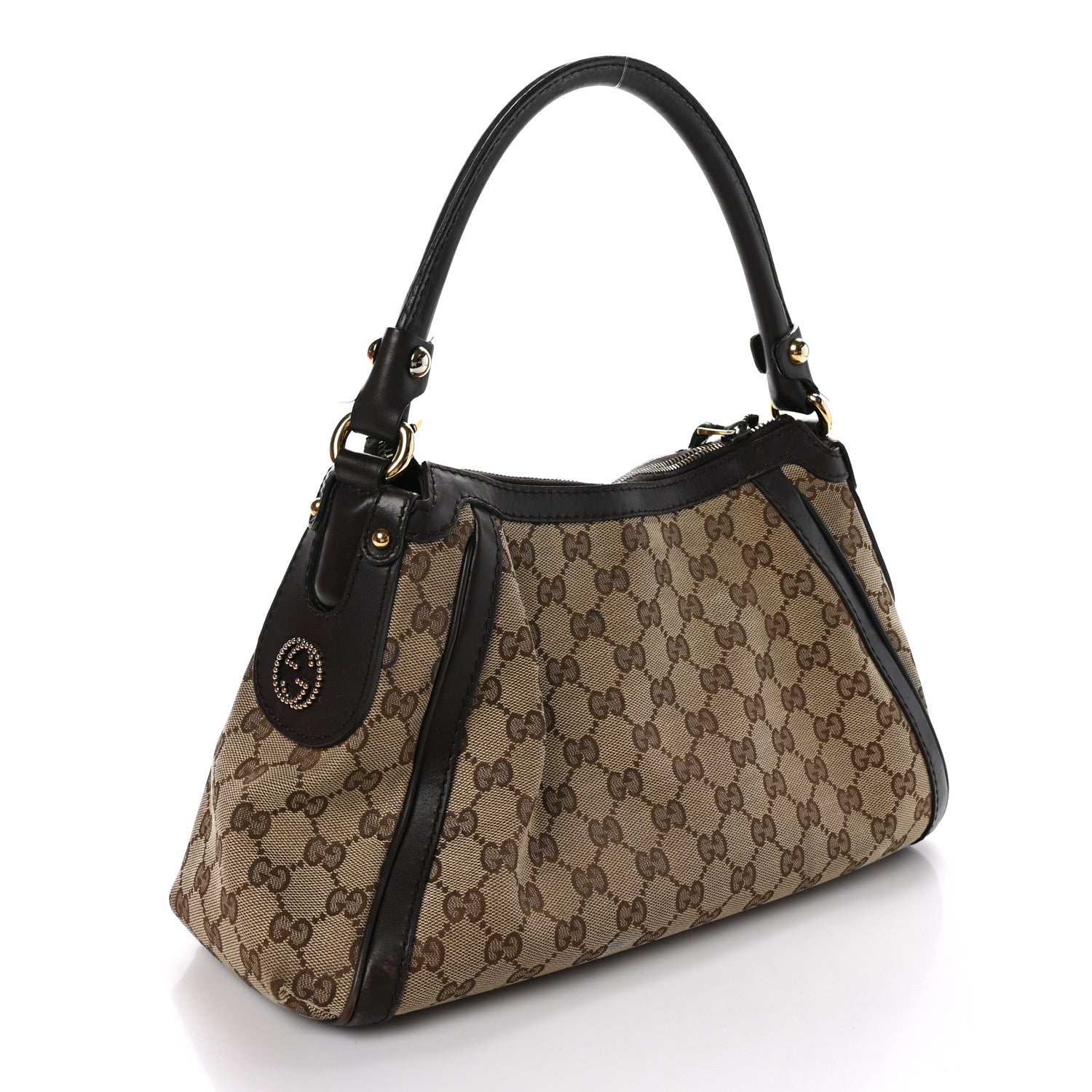 Gucci Monogram Small Scarlett Studded Interlocking G Hobo Dark Brown 3 of 14