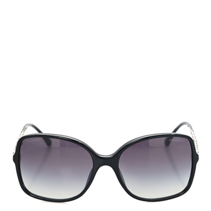 Chanel Acetate Metal Calfskin Square Chain Sunglasses 5210-Q Black Gray 2 of 8