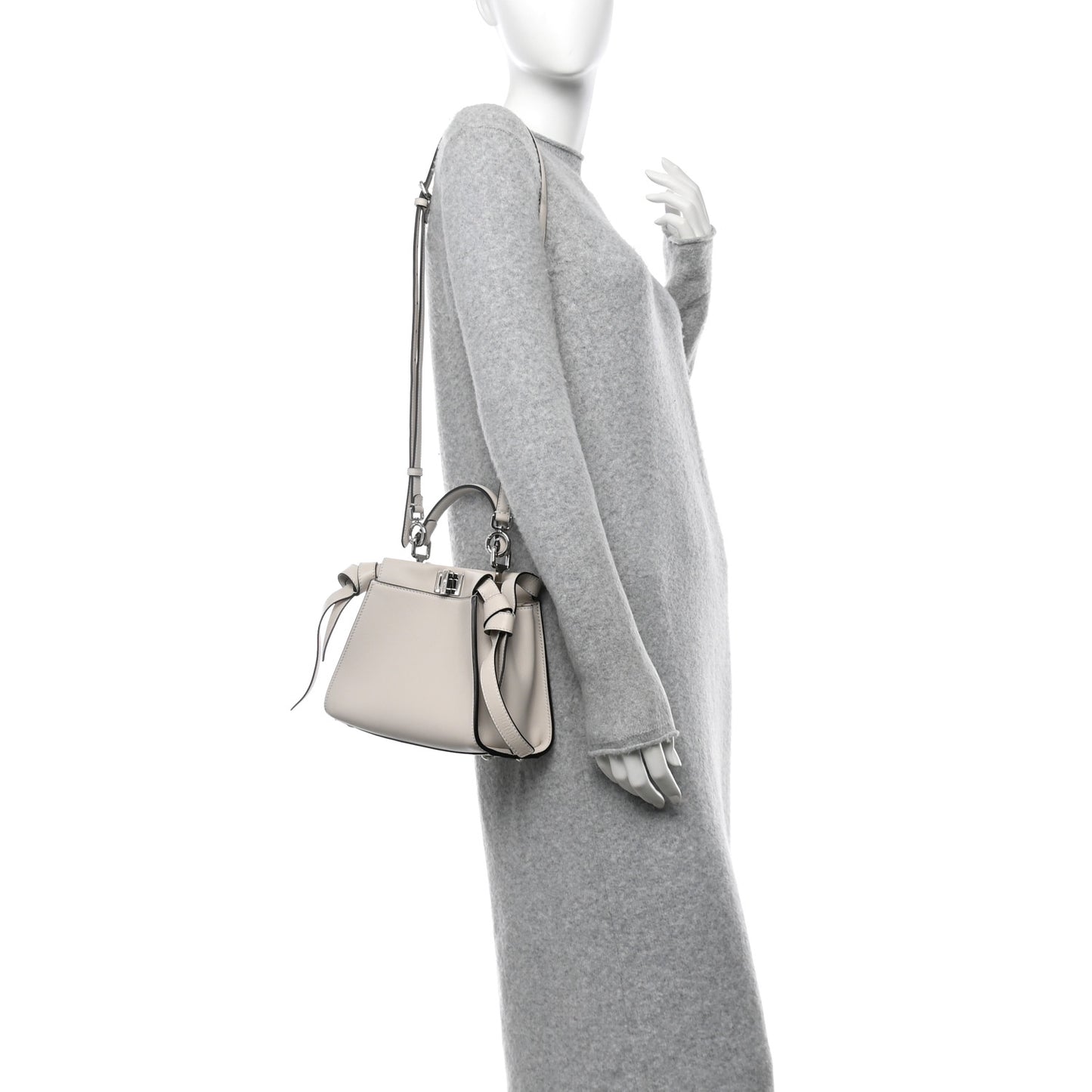 Vitello Seta Suede FF Mini Peekaboo Iconic Satchel Uovo Sigaro Marrone
