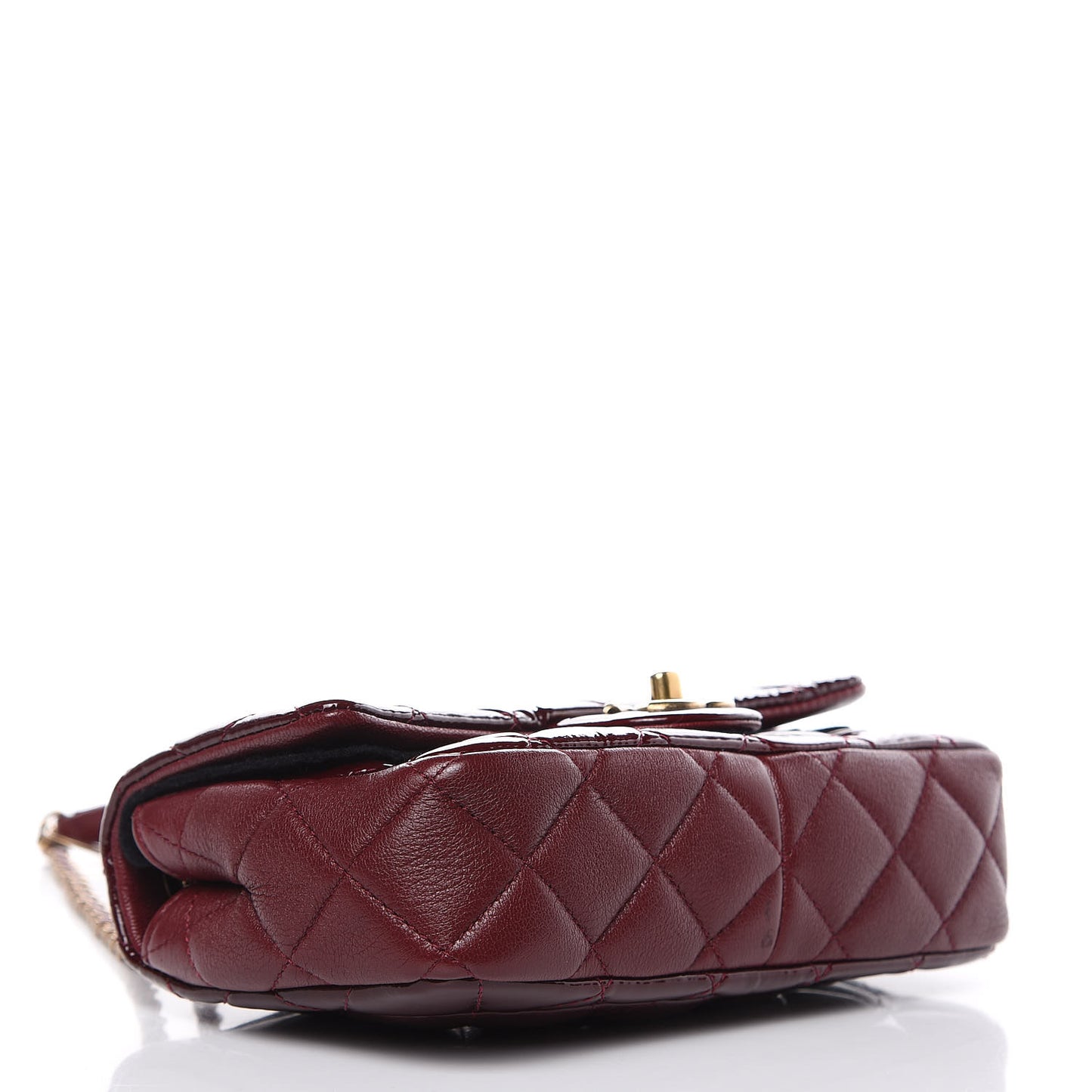 Patent Goatskin Quilted Medium CC Eyelet Flap Burgundy