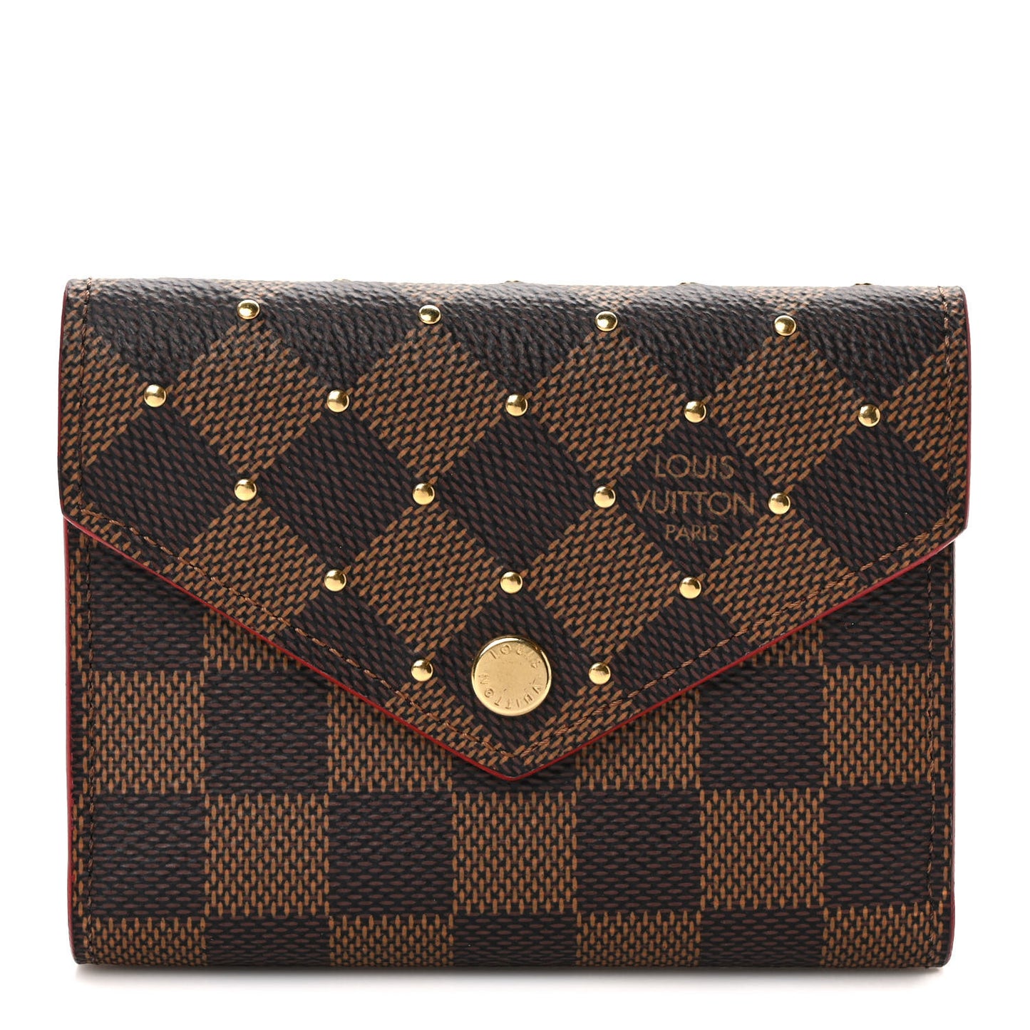 Damier Ebene Studded Victorine Wallet Cherry