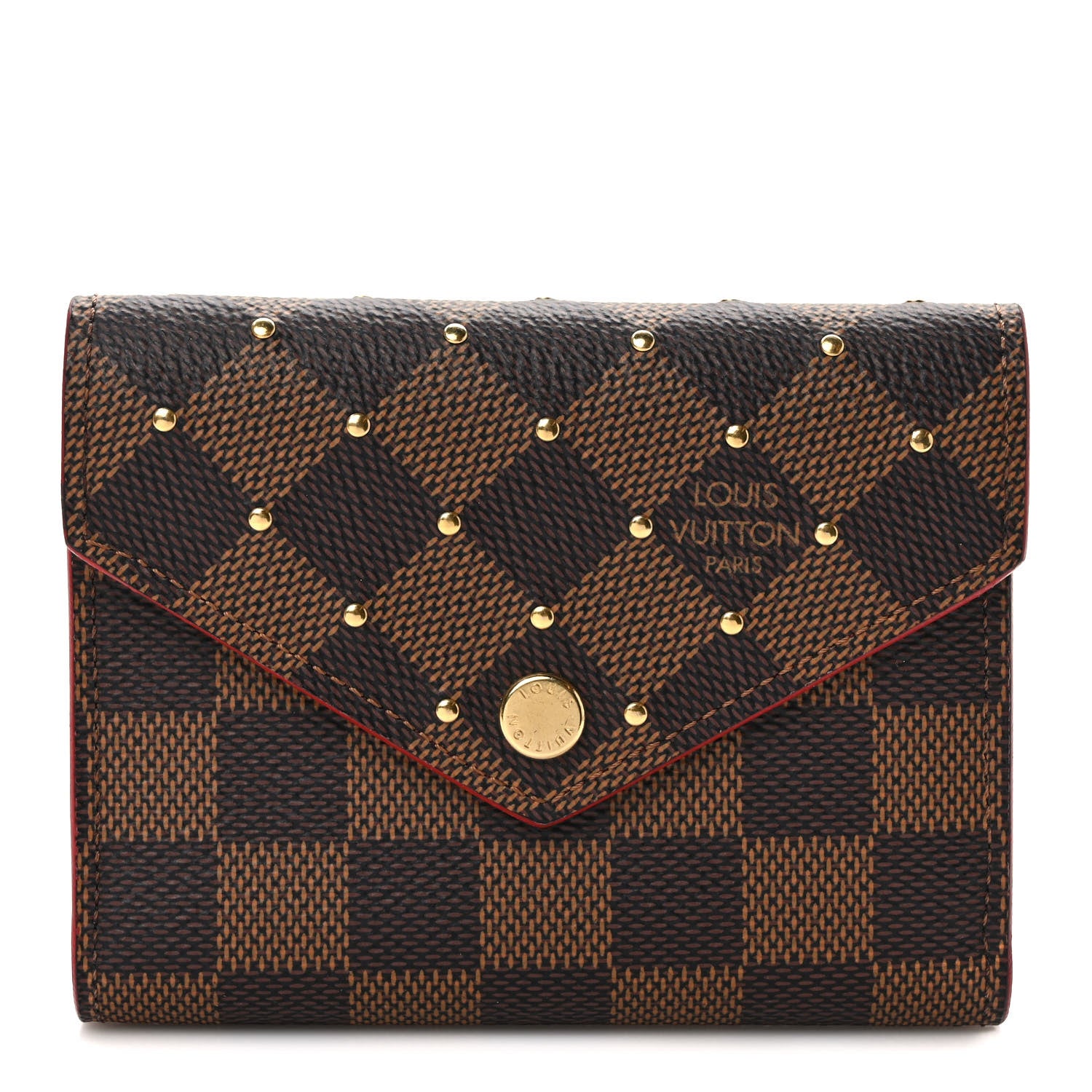 Louis Vuitton Damier Ebene Studded Victorine Wallet Cherry 1 of 7