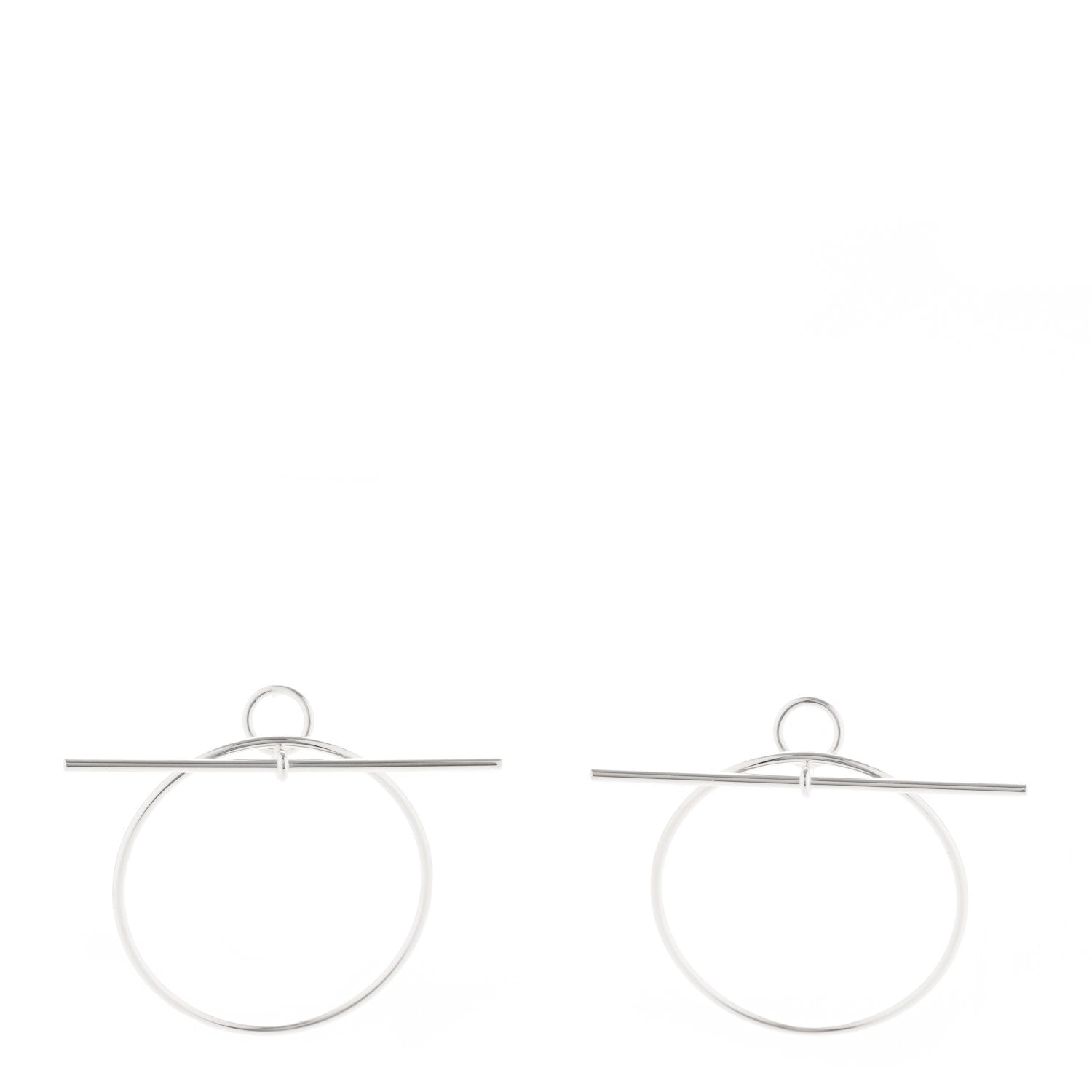 Hermes Sterling Silver MM Loop Earrings 1 of 4