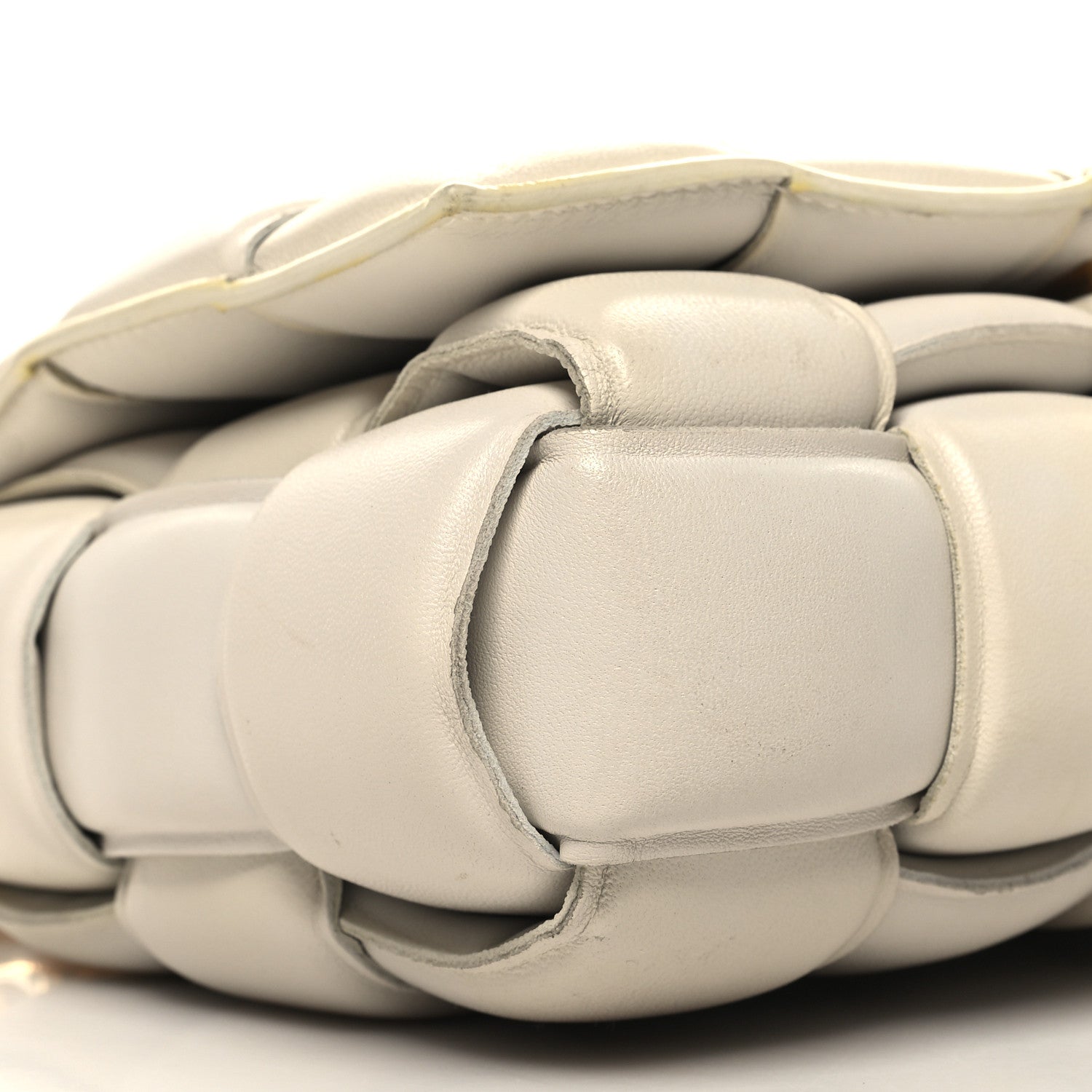 Bottega Veneta Lambskin Maxi Intreccio Padded Chain Cassette Crossbody Bag White 9 of 13